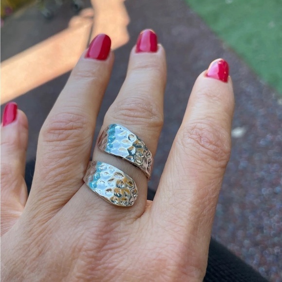 new Hammered Silver Adjustable Ring - Picture 2 of 5